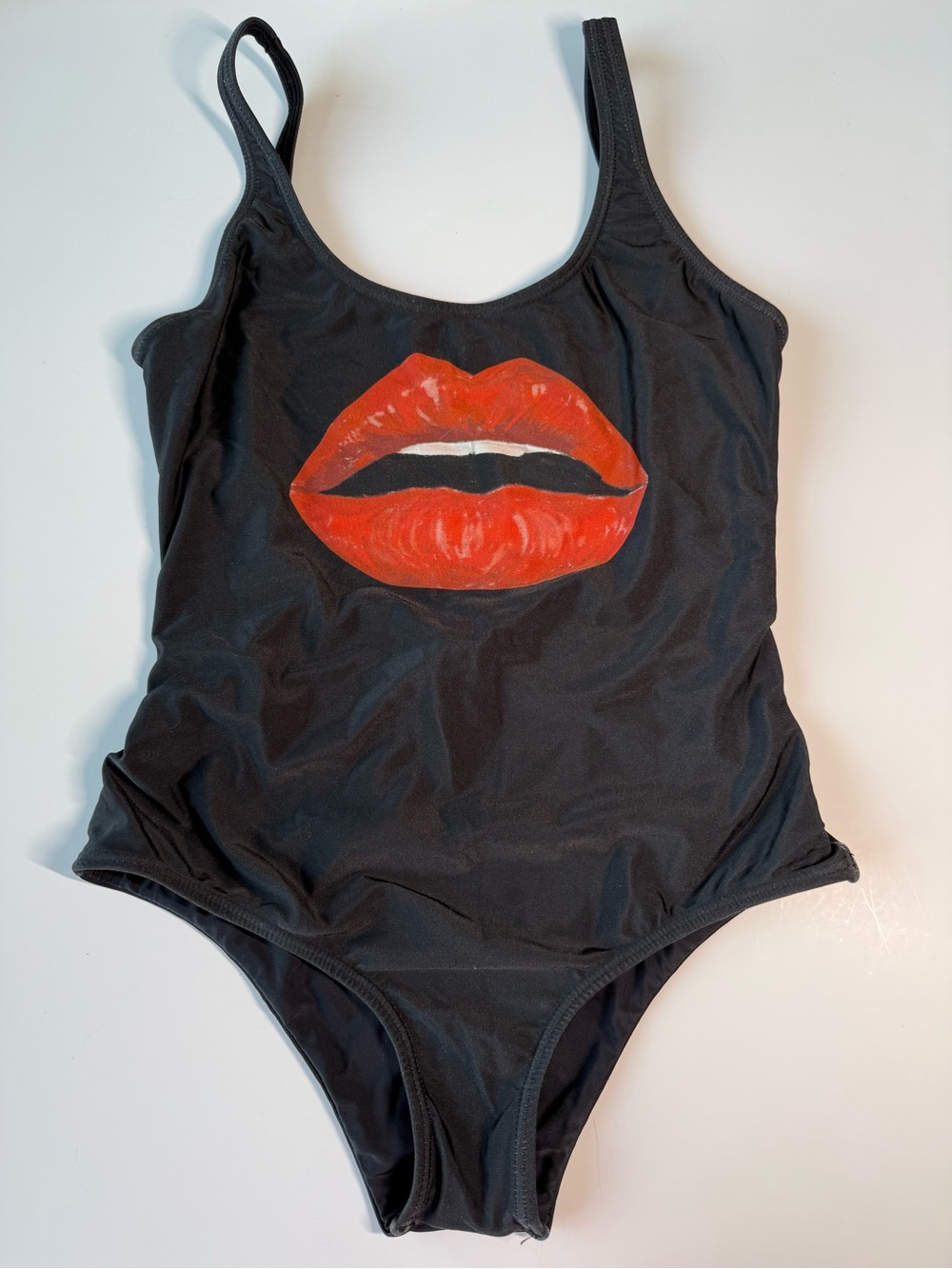 Brazilian Swimsuit Black With Red‎ Mounth as a Statement Piece